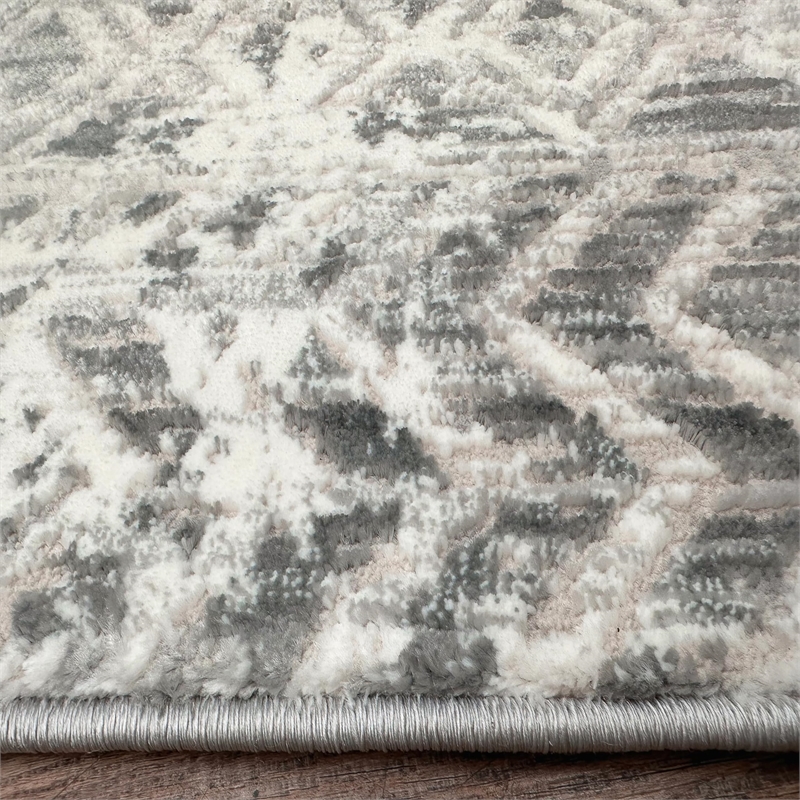 Pemberly Row Polyester Transitional Geometric Gray 8' Round Area Rug