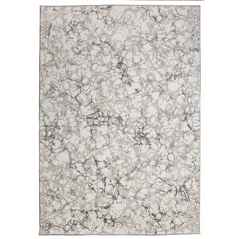 Pemberly Row Polyester Transitional Marbled Gray 5' Round Area Rug