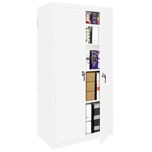 Pemberly Row Modern Industrial Office Fixed Shelf Storage Cabinet in White