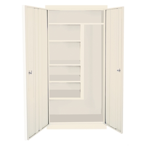 Pemberly Row Modern Industrial Office Janitorial Cabinet in Almond