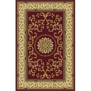 Pemberly Row Traditional 3'3&quot x 5'4&quot Rectangular Fabric Rug in Burgundy Red