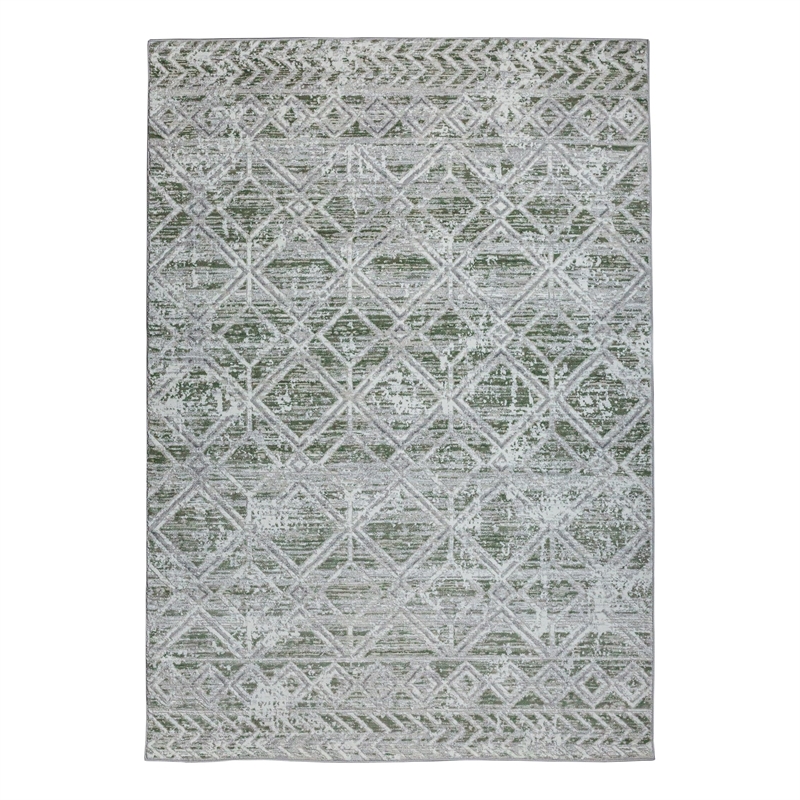 Pemberly Row Polyester Transitional Geometric Beige 5' Round Area Rug