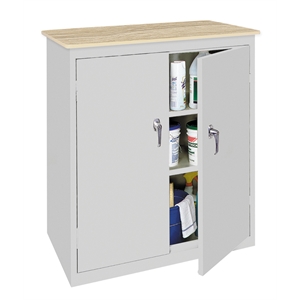 Pemberly Row Modern Industrial Office Counter High Cabinet in Gray