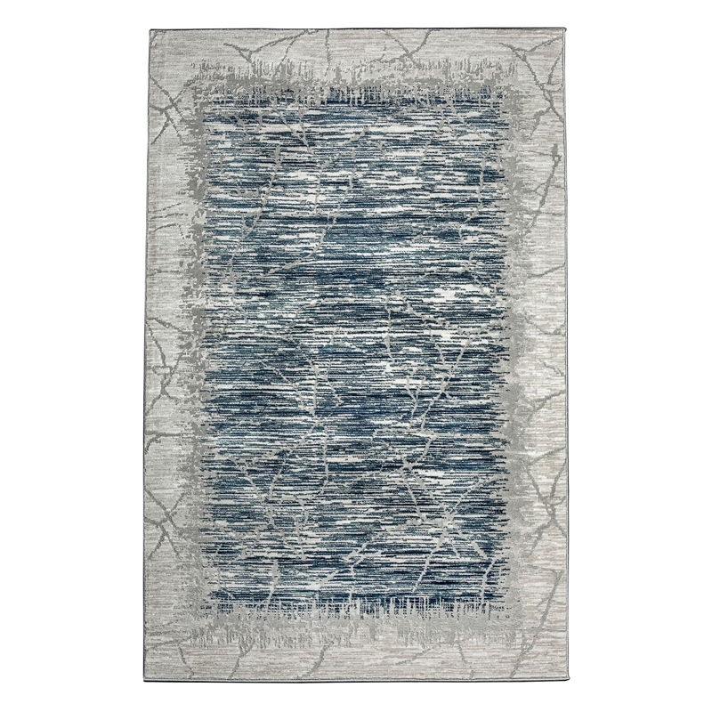 Pemberly Row Polyester Transitional Crackled Gray 5x8 Area Rug