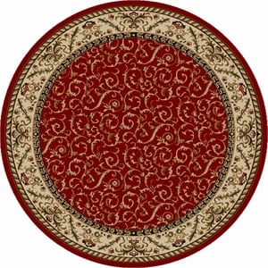 Pemberly Row Traditional 5'3&quot x 5'3&quot Circular Fabric Rug in Red
