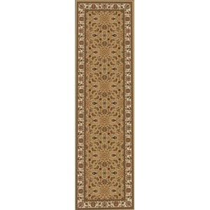 Pemberly Row Traditional 2'2&quot x 7'7&quot Rectangular Fabric Rug in Beige