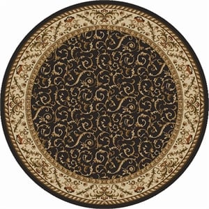 Pemberly Row Traditional 5'3&quot x 5'3&quot Circular Fabric Rug in Brown