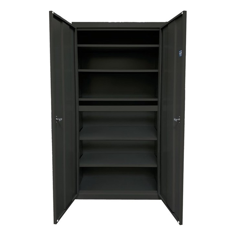Pemberly Row Modern Industrial Office 5 Adjustable Shelves Storage in Charcoal