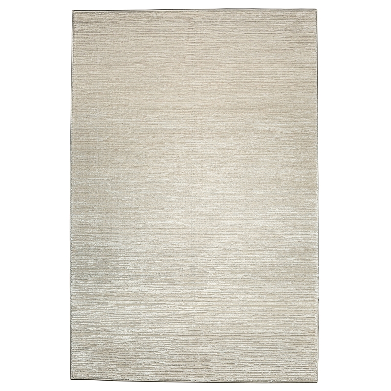 Pemberly Row Polyester Transitional Striated Beige 5x8 Area Rug