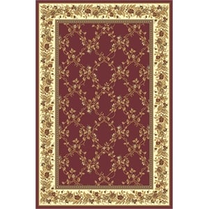 Pemberly Row Traditional 7'9&quot x 11'6&quot Rectangular Fabric Rug in Burgundy Red