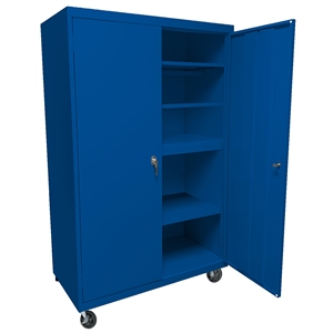 Pemberly Row Modern Industrial Office Mobile Storage Cabinet in Blue