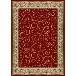 Pemberly Row Traditional 5'5&quot x 7'7&quot Rectangular Fabric Rug in Red