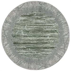 Pemberly Row Polyester Transitional Crackled Green 5' Round Area Rug