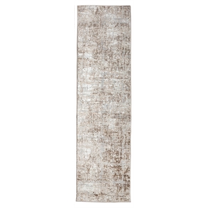 Pemberly Row Polyester Transitional Striated Beige Runner Area Rug