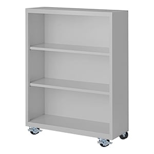 Pemberly Row Modern Industrial Office Mobile Bookcase in Gray