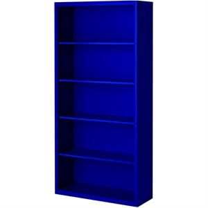 Pemberly Row Modern Industrial Office Stationary Bookcase in Blue