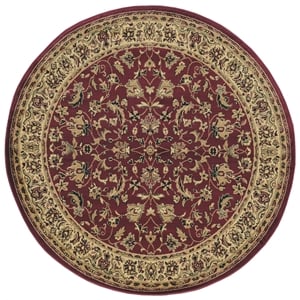 Pemberly Row Traditional 5'3&quot x 5'3&quot Round polypropilene Rug in Burgundy Red