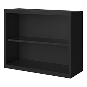 Pemberly Row Modern Industrial Office Stationary Bookcase in Black