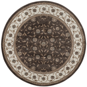 Pemberly Row Traditional 7'10&quot x 7'10&quot Circular Fabric Rug in Brown