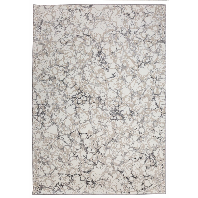 Pemberly Row Polyester Transitional Marbled Gray 8' Round Area Rug