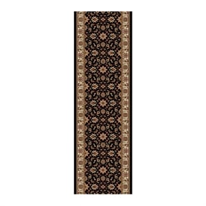 Pemberly Row Traditional 2'2&quot x 7'7&quot Rectangular Fabric Rug in Black