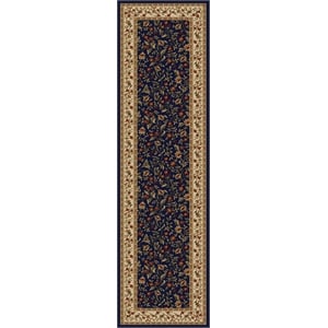 Pemberly Row Traditional 2'2&quot x 7'7&quot Rectangular Fabric Rug in Blue