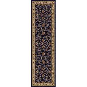 Pemberly Row Traditional 2'2&quot x 7'7&quot Rectangular Fabric Rug in Blue