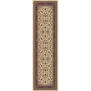 Pemberly Row Traditional Floral 2'2&quot x 7'7&quot Polypropylene Area Rug in Ivory
