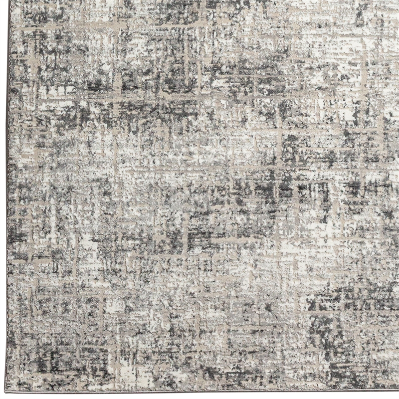 Pemberly Row Polyester Transitional Striated Gray Runner Area Rug