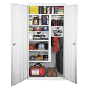 Pemberly Row Modern Industrial Office All Purpose Combination Cabinet in White