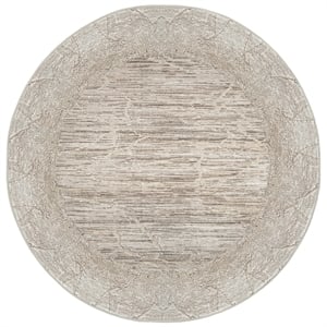 Pemberly Row Polyester Transitional Crackled Beige 8' Round Area Rug
