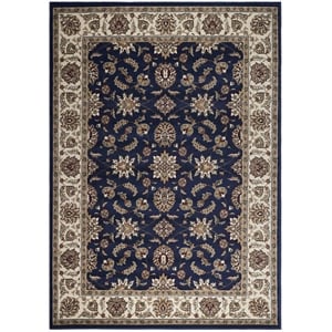 Pemberly Row Traditional 5'5&quot x 7'7&quot Rectangular Fabric Rug in Blue