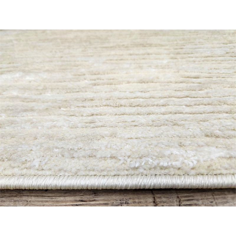 Pemberly Row Polyester Transitional Striated Beige 8x10 Area Rug