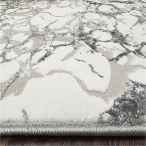 Pemberly Row Polyester Transitional Marbled Gray 3x5 Area Rug