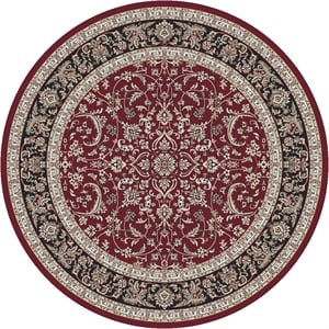 Pemberly Row Traditional 7'10&quot x 7'10&quot Circular Fabric Rug in Burgundy Red