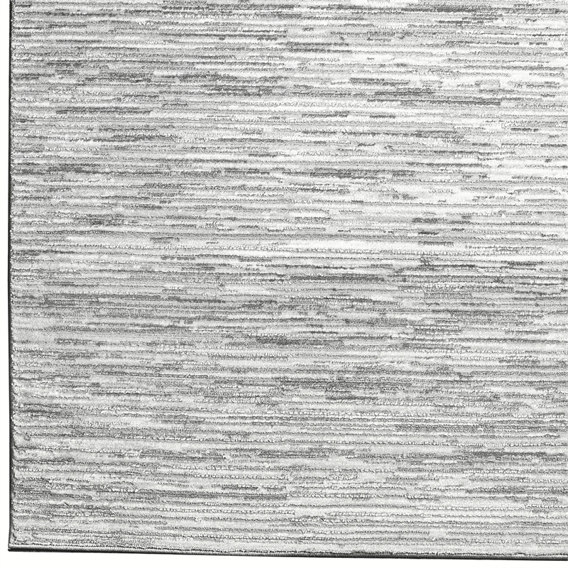 Pemberly Row Polyester Transitional Striated Gray 5' Round Area Rug
