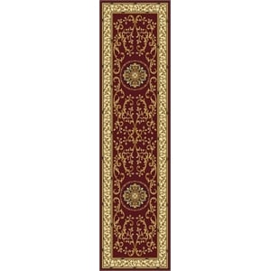 Pemberly Row Traditional 2'2&quot x 8' Rectangular Fabric Rug in Burgundy Red