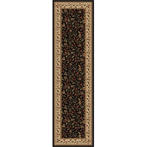 Pemberly Row Traditional 2'2&quot x 7'7&quot Rectangular Fabric Rug in Black
