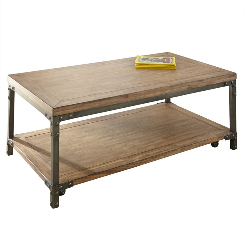 Pemberly Row Coffee Table with Caster in Antique Brown Honey