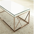 Pemberly Row Contemporary Mirror Top Coffee Table in Copper Chrome