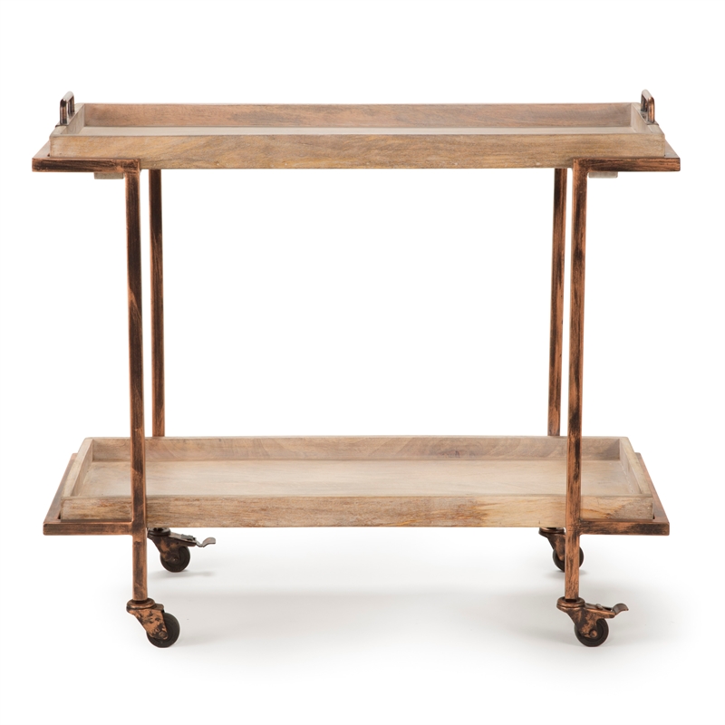 Pemberly Row Contemporary Serving Cart in Distressed Harbor Gray