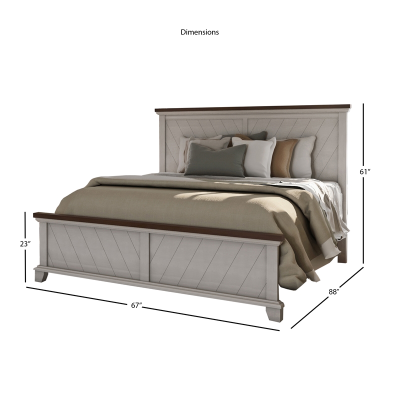 Pemberly Row Farmhouse / Country Rustic Ivory Queen Panel Bed