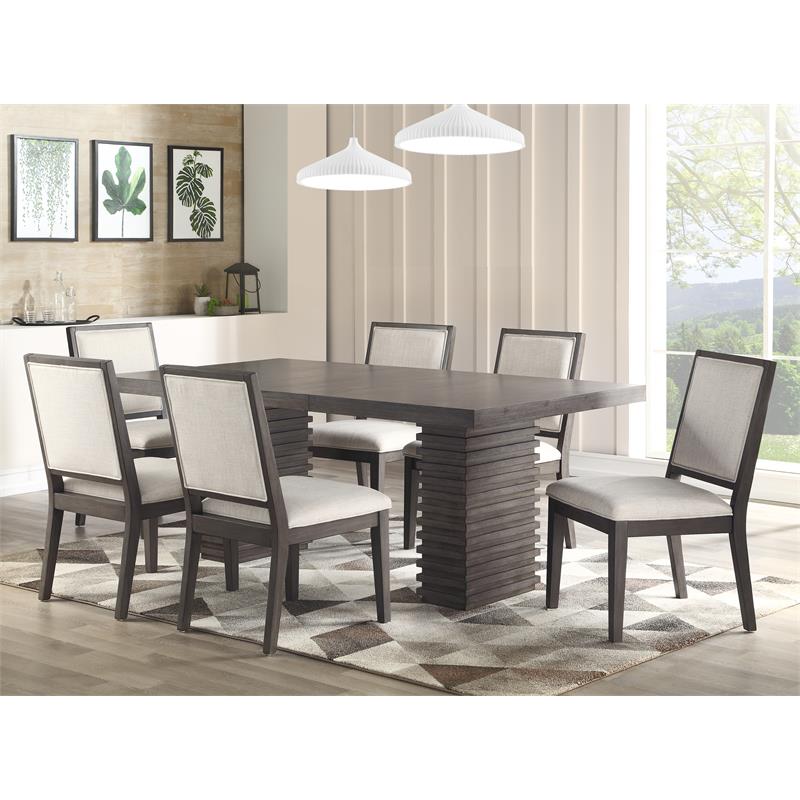 Pemberly Row Modern / Contemporary Washed Gray Solid Wood Side Chair