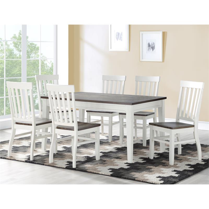 Pemberly Row Two-Tone Ivory and Driftwood Fixed Top Dining Table