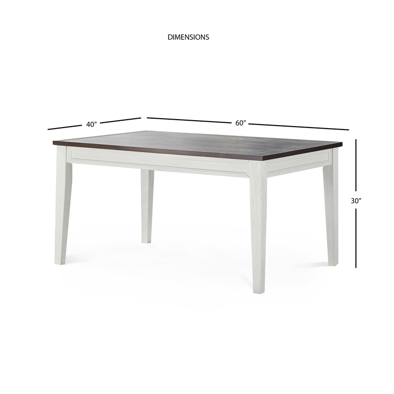 Pemberly Row Two-Tone Ivory and Driftwood Fixed Top Dining Table