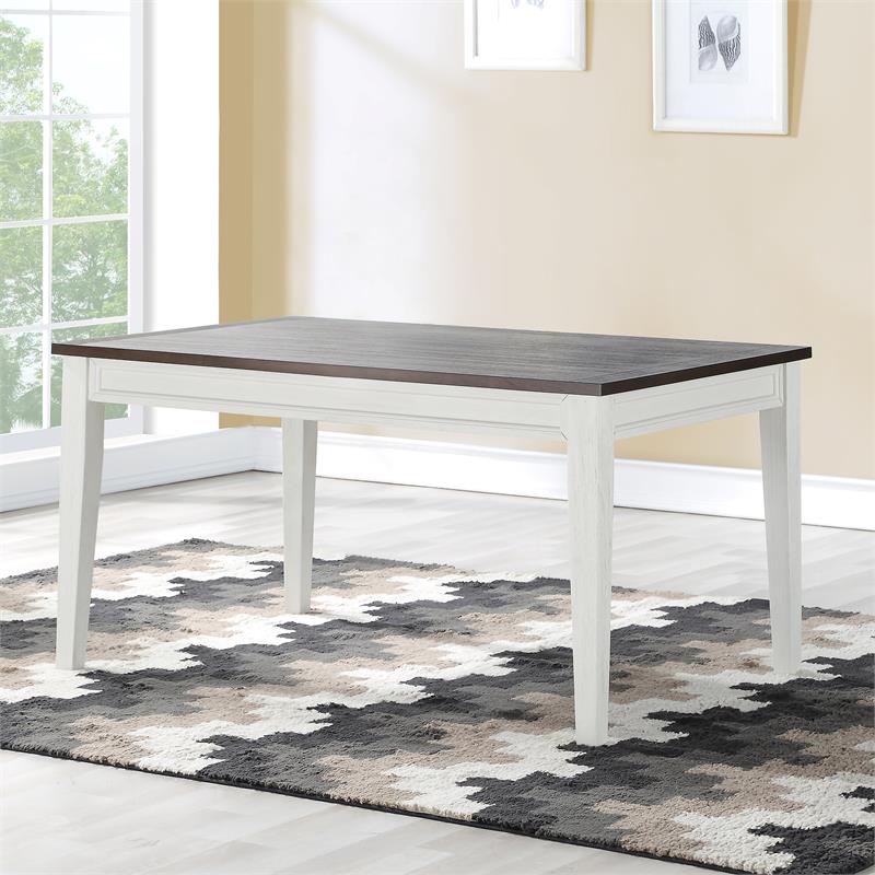 Pemberly Row Two-Tone Ivory and Driftwood Fixed Top Dining Table