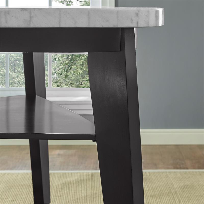Pemberly Row Contemporary White Marble Top Counter Height Table