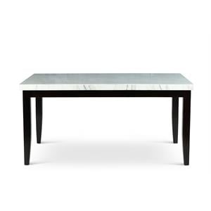 Pemberly Row White Marble Top Dining Table with Ebony black base