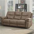 Pemberly Row Transitional Sandy Beige Faux Leather Recliner Sofa