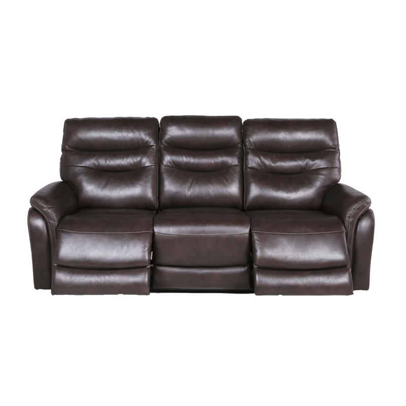 Pemberly Row Contemporary Dark Brown Leather Power Recliner Sofa